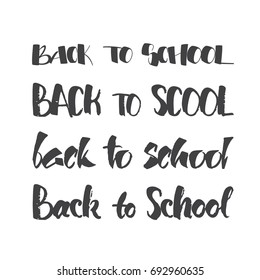 Vector illustration: Set of Hand drawn lettering of Back to School on white background