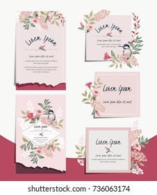 Vector illustration set of hand drawn cards for wedding, anniversary, birthday and party. Design for banner, poster, card, invitation, brochure and scrapbook