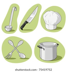 Vector illustration. Set of hand drawn kitchenware.