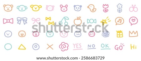 Vector illustration set of hand drawn ornamental illustrations. Animals, ribbons, flowers, crowns