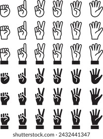 Vector illustration set of hand signs counting numbers with fingers