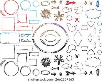 A vector illustration set of hand-drawn doodle arrows, lines, and design elements,A hand-drawn doodle arrow and design element set for web, business, and school illustrations