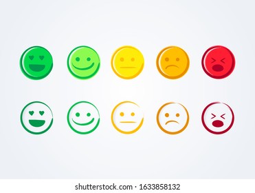 Vector Illustration Set Of Handdrawn Emoticons, User Experience Feedback Concept. Different Mood Icons, Positive, Neutral And Negative