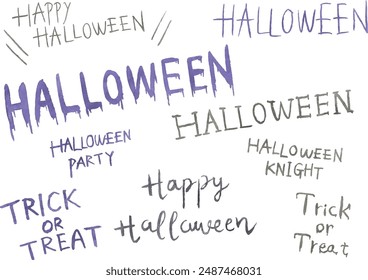 Vector illustration of a set of hand-drawn Halloween titles