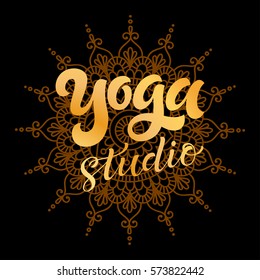 Vector illustration set of hand-drawn logo. Traditional indian style, elements with henna, mehndi, spa and yoga studio, design for cards and prints