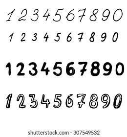 Vector illustration of  set hand-drawn numbers. Vector file is EPS8