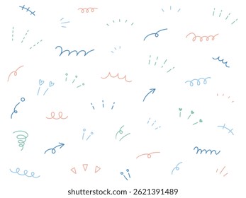 A vector illustration set of hand-drawn ornament illustrations. Hand-drawn, focused lines, attention, arrows