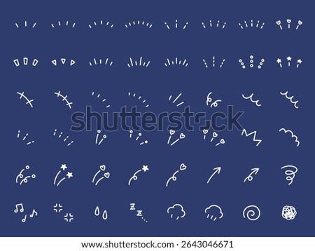 A vector illustration set of hand-drawn ornament illustrations. Hand-drawn, focused lines, attention