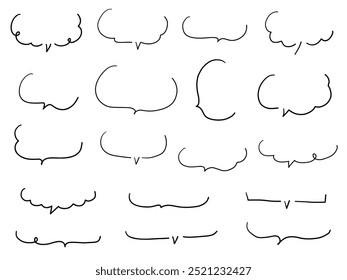 A vector illustration set of hand-drawn speech bubbles. Speech balloon, frames, stylish, handwritten
