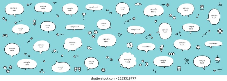 A vector illustration set of hand-drawn speech bubbles. Speech balloon, frames, stylish, handwritten, doodle