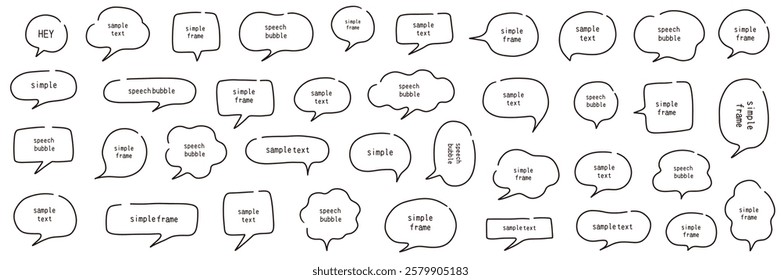 A vector illustration set of hand-drawn speech bubbles. Speech balloon, frames, stylish, handwritten, simple