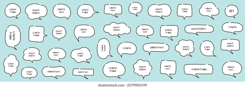 A vector illustration set of hand-drawn speech bubbles. Speech balloon, frames, stylish, handwritten, simple