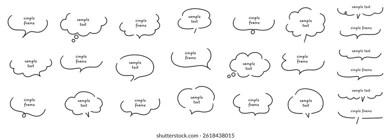 A vector illustration set of hand-drawn speech bubbles. Speech bubbles, frames, stylish, handwritten, simple