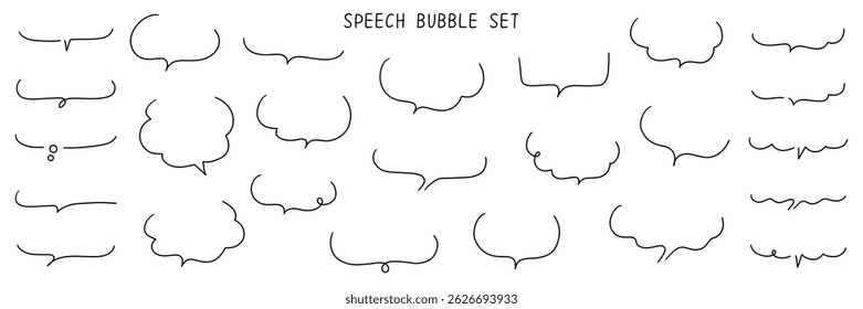 Um conjunto de ilustrações vetoriais de bolhas de fala desenhadas à mão. Balão de fala, quadros, elegante, manuscrito, simples