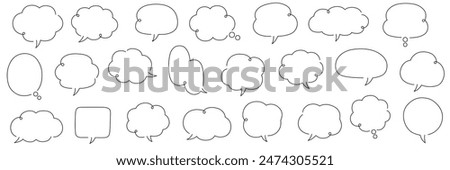 Vector illustration set of hand-drawn speech bubbles. Speech balloon, frame