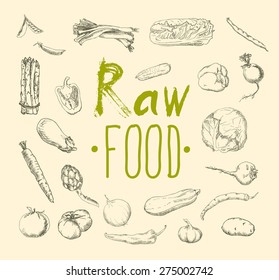 Vector illustration of a set of hand-painted vegetables