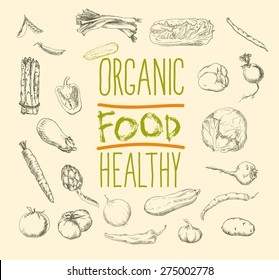Vector illustration of a set of hand-painted vegetables