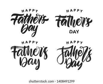 Vector illustration: Set of Handwritten calligraphic brush type lettering of Happy Father's Day.