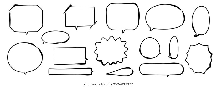 Vector illustration set of handwritten callouts vector illustration written by brush