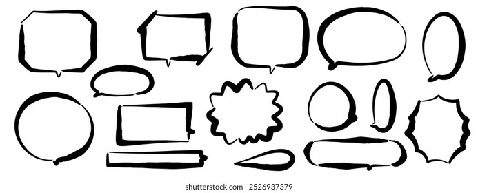 Vector illustration set of handwritten callouts vector illustration written by brush
