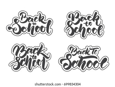 Vector illustration: Set of Handwritten lettering of Back To School isolated on white background