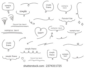 Vector illustration set of handwritten loose speech bubbles and decoration materials. Speech bubbles, frames
