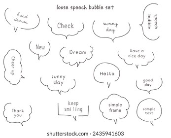 Vector illustration set of handwritten loose speech bubbles.