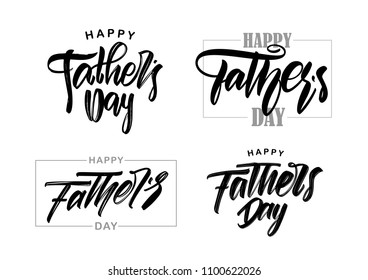 Vector illustration: Set of Handwritten type lettering composition of Happy Father's Day on white background.