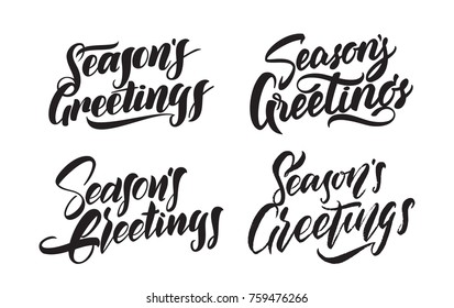 Vector illustration: Set of Handwritten type lettering of Seasons Greetings. Typography design