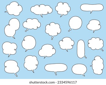 Vector illustration set of handwritten-style speech bubbles, frames, speech bubbles