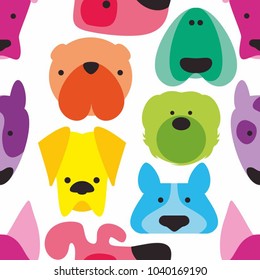 Vector illustration set head dog. dogs of different breeds: Bulldog, Collie, Bull Terrier, Spaniel, Dog, Bichon, Rottweiler, Airedale Terrier