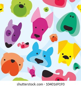 Vector illustration set head dog. dogs of different breeds: Bulldog, Collie, Bull Terrier, Spaniel, Dog, Bichon, Rottweiler, Airedale Terrier