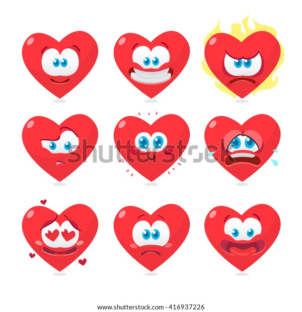 Vector Illustration Set Heart Emoticons Isolated Stock Vector (Royalty ...