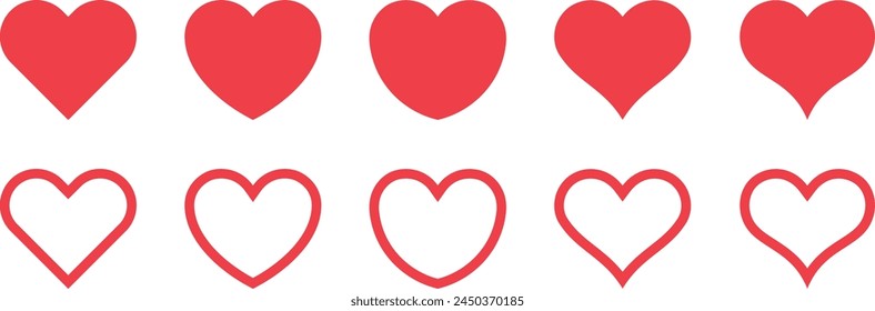 Vektorillustration-Set von Herzmarken-Icons in verschiedenen Formen