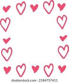 Ilustración vectorial. Conjunto de corazones. Dibujo a mano libre.