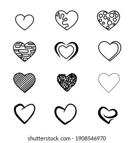 Vector illustration set of hearts icon