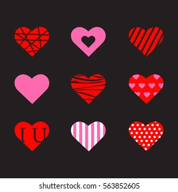 Vector illustration set of hearts for Valentine's Day