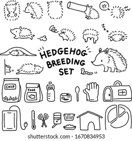 Vector illustration set of hedgehog breeding