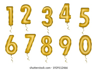 Vector illustration of a set of helium balloons numbers for the holiday.