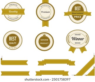 Vector illustration set of high premium quality tags, badges and ribbon banners in vintage style. Ideal for premium product labels and award seals.