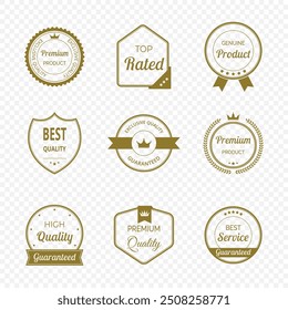 Vector illustration set of high quality seals and stamps. Includes premium, certified labels and tags. Ideal for certification, assurance and premium designs.