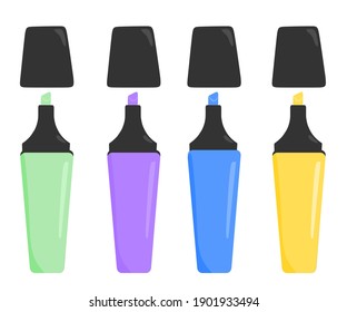 Vector illustration set of highlighter for marking words