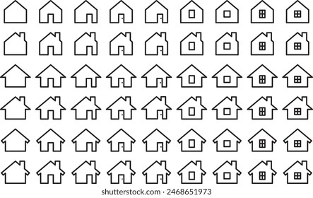 Conjunto de Ilustración vectorial de iconos de inicio en varias Formas