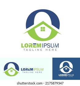 A vector illustration set of Home Monogram Logo Initial Letter O