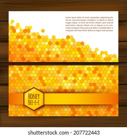 vector illustration. Set of   horizontal autumn banners  with honeycomb