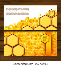 vector illustration. Set of   horizontal autumn banners  with honeycomb