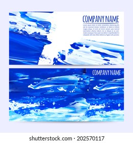 vector illustration. Set of  horizontal  banners  with palette knife texture