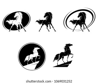 Vector illustration of set of horse icons