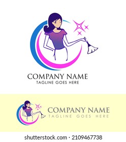 A vector illustration set of Housekeeper Maid Logo Sign 