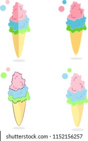 Vector illustration set of ice cream waffle cone
